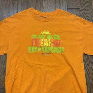Big Dog T Shirt Men's S/M Orange Summer Beach Sun Vacation Travel Tee Swim Fish